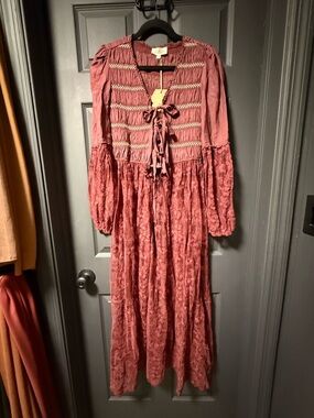 Listicle Dusty Rose Maxi Peasant Dress